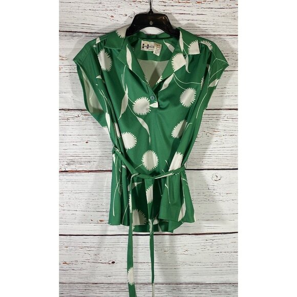 Vintage Marty Gutmacher Pleated Skirt & Blouse Set Size 10 Green White Mod 60’s - Picture 2 of 15